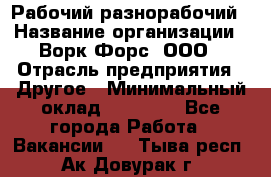 Рабочий-разнорабочий › Название организации ­ Ворк Форс, ООО › Отрасль предприятия ­ Другое › Минимальный оклад ­ 27 000 - Все города Работа » Вакансии   . Тыва респ.,Ак-Довурак г.